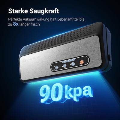 Aobosi Vakuumiergerät, 90Kpa 8-IN-1 für trockene/feuchte Lebensmittel, Inkl. Cutter und Beutelaufbewahrung, Beutelrolle & 5 vorgeschnittene Beutel, Vakuumschlauch für Kanister