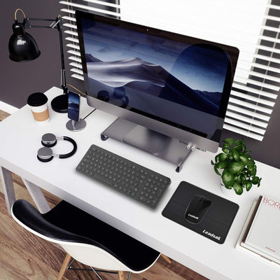 Kabellose Tastatur und Maus, LeadsaiL Tastatur Maus Set Kabellos, Flüsterleiser Tastenanschlag, 2.4 GHz QWERTZ Deutsches Layout mit 2-in-1 USB Nano Empfänger, für PC, Desktop, Laptop, Windows, Mac