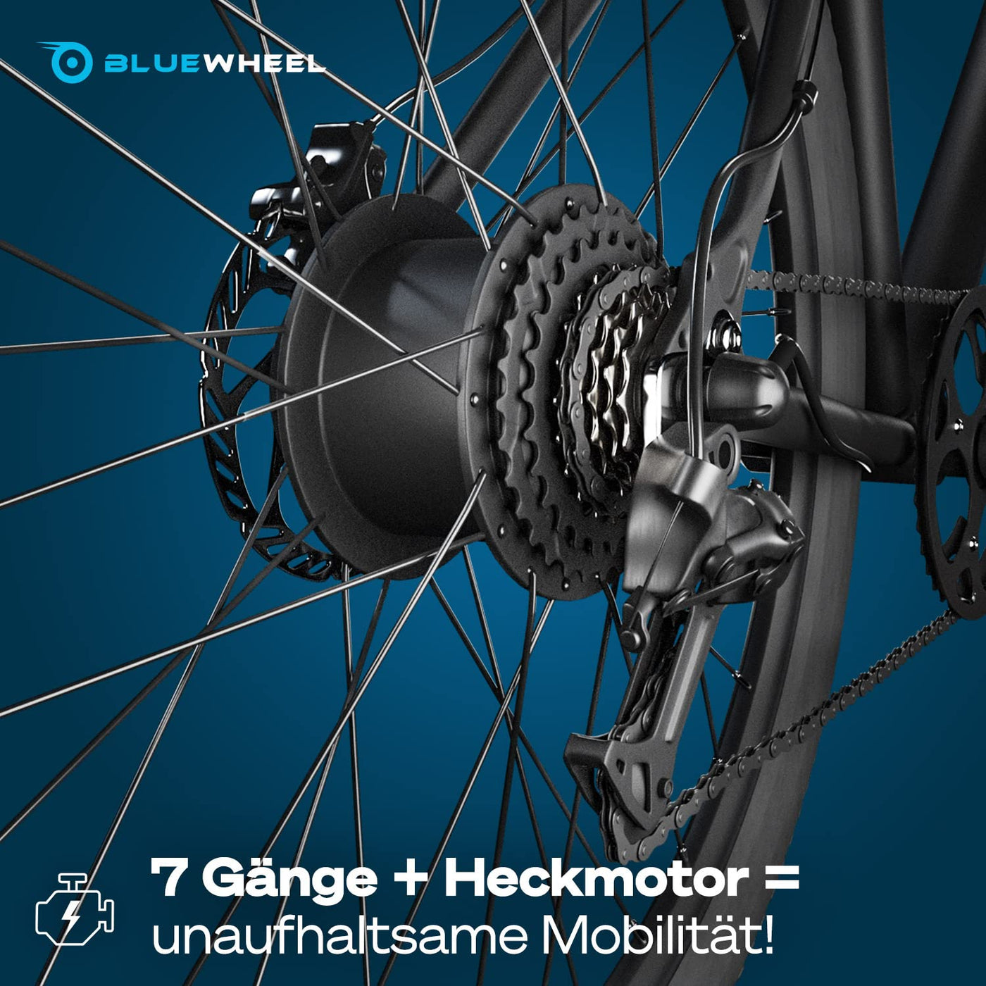 BLUEWHEEL City E-Bike 28" Leichtgewicht I Deutsche Qualitätsmarke | EU-konform E-Fahrrad | 7 Gänge, 250 W Hinterradmotor für 25 km/h | Elektrofahrrad mit App, integr. (BUTEO)