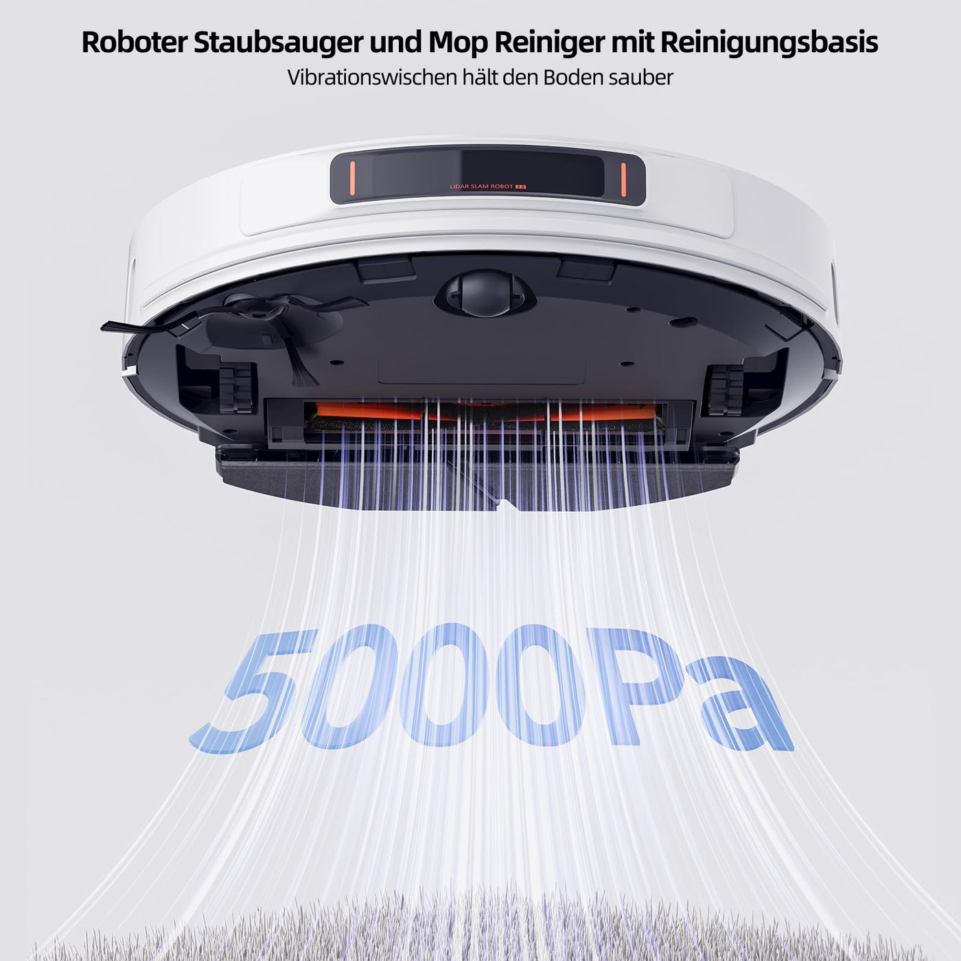 ROIDMI EVE MAX Saugroboter mit Wischfunktion - 5000Pa Staubsauger Roboter mit Absaugstation Selbstreinigung 75 Tage Mopphebung & Schwingwisch 5200mAh Sprachsteuerung für Tierhaare Teppiche Hartboden