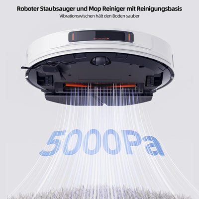 ROIDMI EVE MAX Saugroboter mit Wischfunktion - 5000Pa Staubsauger Roboter mit Absaugstation Selbstreinigung 75 Tage Mopphebung & Schwingwisch 5200mAh Sprachsteuerung für Tierhaare Teppiche Hartboden