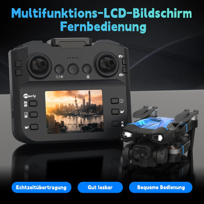 Morlyrctooy M18LCD Drohne mit 1080P Kamera 45° verstellbarem Objektiv Bürstenlosem Motor Wiederaufladbarer LCD-Fernbedienung Faltbarer RC Quadrocopter für Anfänger