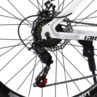 26 Zoll MTB Herrenfahrrad 21 Gang Shimano Schaltung Stahl Diamantrahmen 43 cm Weiss Federgabel Scheibenbremsen Hardtail Mountainbike Fuer Erwachsene