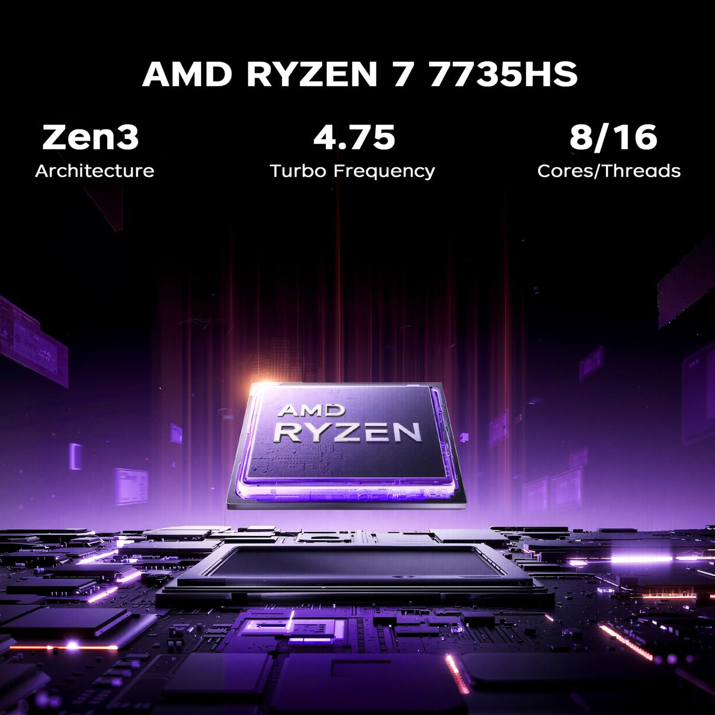 Tivique Gaming Laptop,Ryzen 7 7735HS,Bis zu 4,8 GHz,16GB Ram DDR5 4800MHz 512GB SSD,16 Zoll FHD Display Laptop,Gaming Notebook mit beleuchteter Tastatur,WiFi-6,Metal Housing