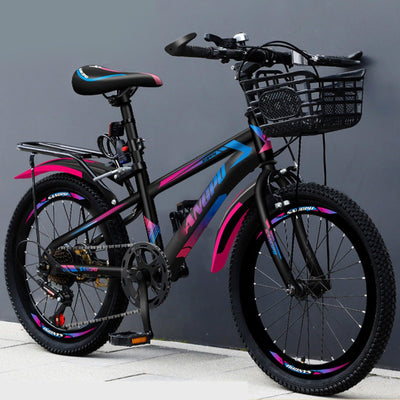 Mountainbike 7 Gang 22 Zoll V Bremse Ultraleichter Rahmen aus Kohlenstoffstahl Vorderrahmen und Hinterrahmen Geeignet für Jungen und Mädchen C,22 inch 7speed