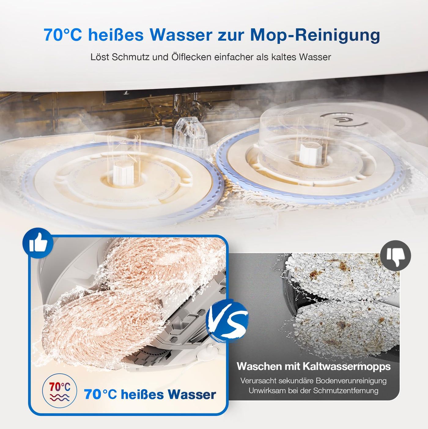 ECOVACS DEEBOT T30 PRO OMNI Saugroboter mit Wischfunktion, mit TrueEdge Moppin, Zero Tangle Bürste, 11.000 PA Saugkraft mit heißem Wasser und Smart Rewash, Farbe Silber