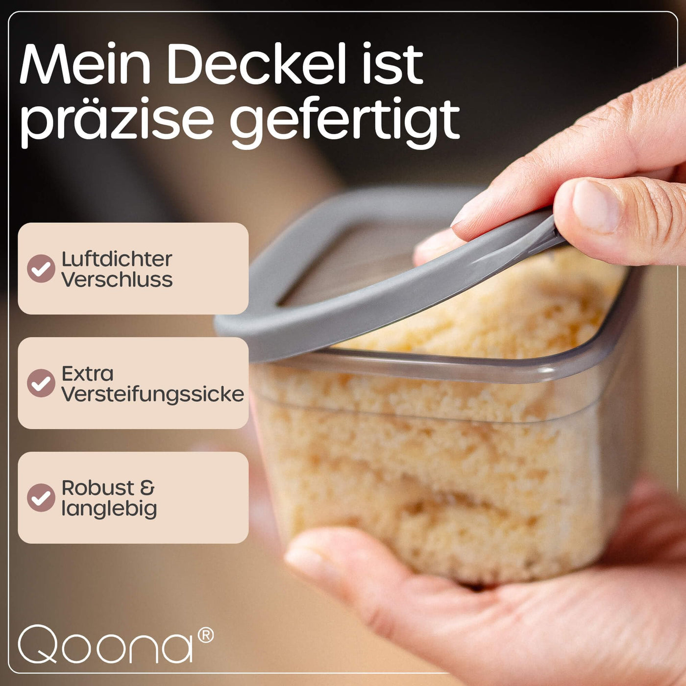 QOONA Luftdichte Vorratsdosen mit Deckel [12er-Set] Anthrazit - Stapelbar & platzsparend für die Küche, Vorratsgläser luftdicht, Mehl Aufbewahrung, Food Container, Vorratsbehälter, Aufbewahrungsbox