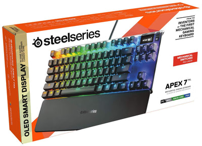 SteelSeries Apex 7 TKL - Mechanische Gaming-Tastatur – Kompakt (TKL) – OLED Smart Display – Rot Schalter – Deutsches (QWERTZ) Layout - Kompakt (TKL)