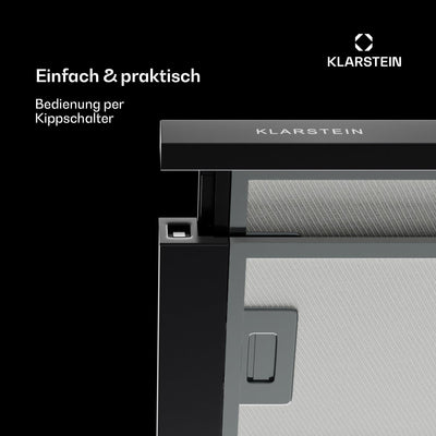 Klarstein Dunstabzugshaube 60cm, Abluft-Dunstabzugshaube mit Spülmaschinenfestem Filter aus Aluminium, Leise Abzugshaube Abluft, 305m³/h Luftstrom, Effiziente Wandhauben mit LEDs & Touch Controls