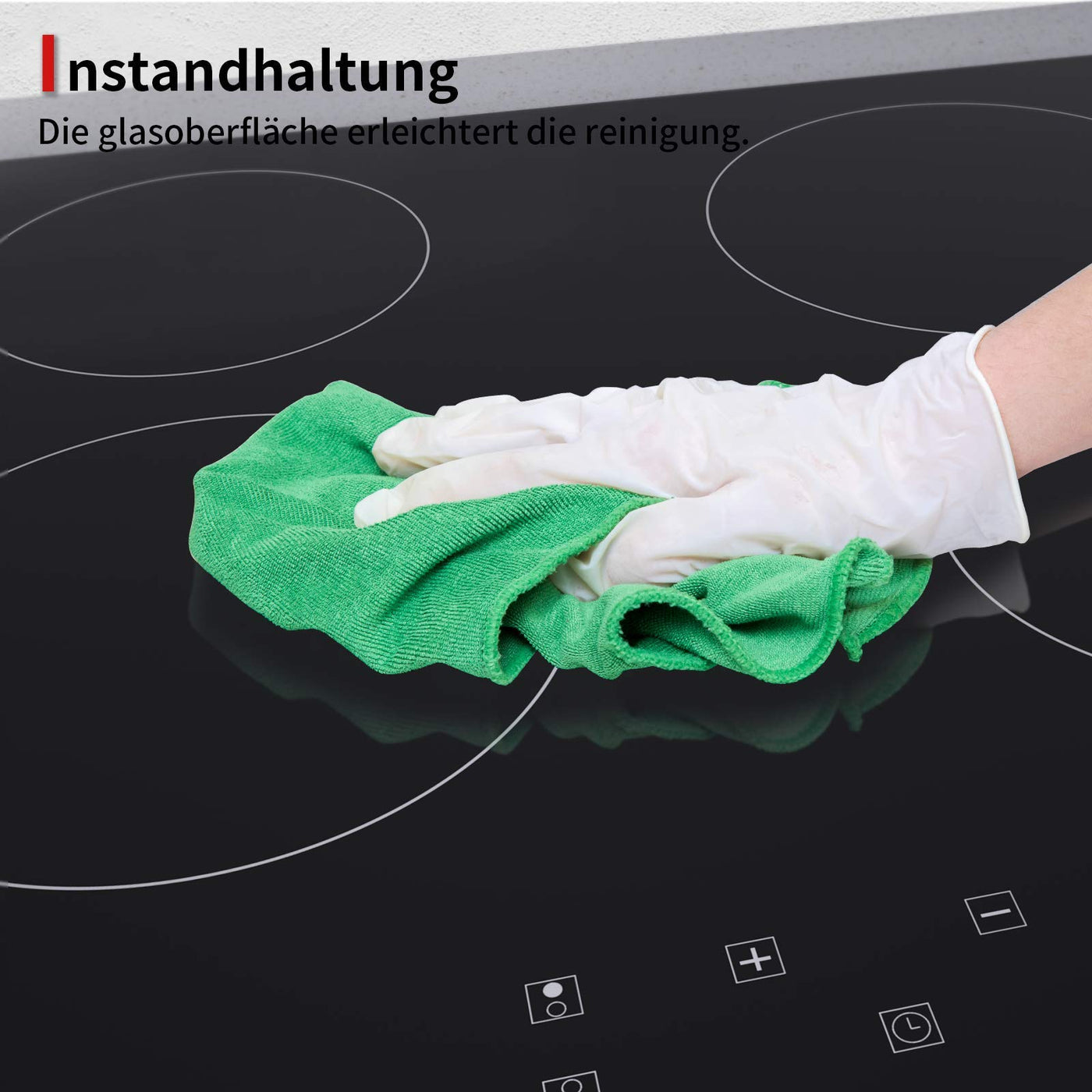 IsEasy Glaskeramikkochfeld, 6000W 59cm, 4 Kochzonen Kochfelder, Verdrahtung, Einbau Elektro Autark Rahmenlos, 9 Heizstufen, Passend für die Meisten Töpfe