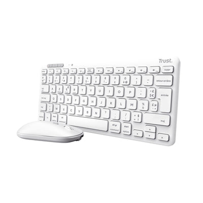 Trust Lyra Pack Clavier et Souris sans Fil Bluetooth, AZERTY Français - Blanc