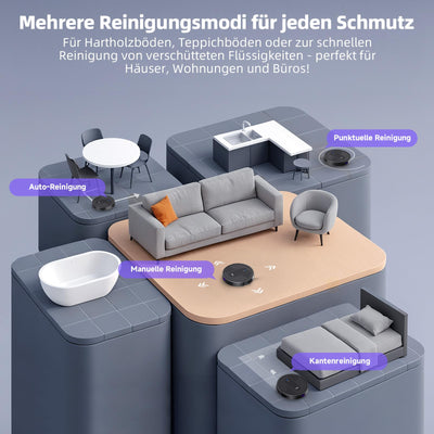 MONSGA Saugroboter mit Wischfunktion 3 in 1, Staubsauger Roboter 3000PA, Saugroboter mit 2 Bürsten, Selbstaufladend, WiFi, 140Mins, Ideal für Tierhaare, Teppich, Hartboden (Schwarz)