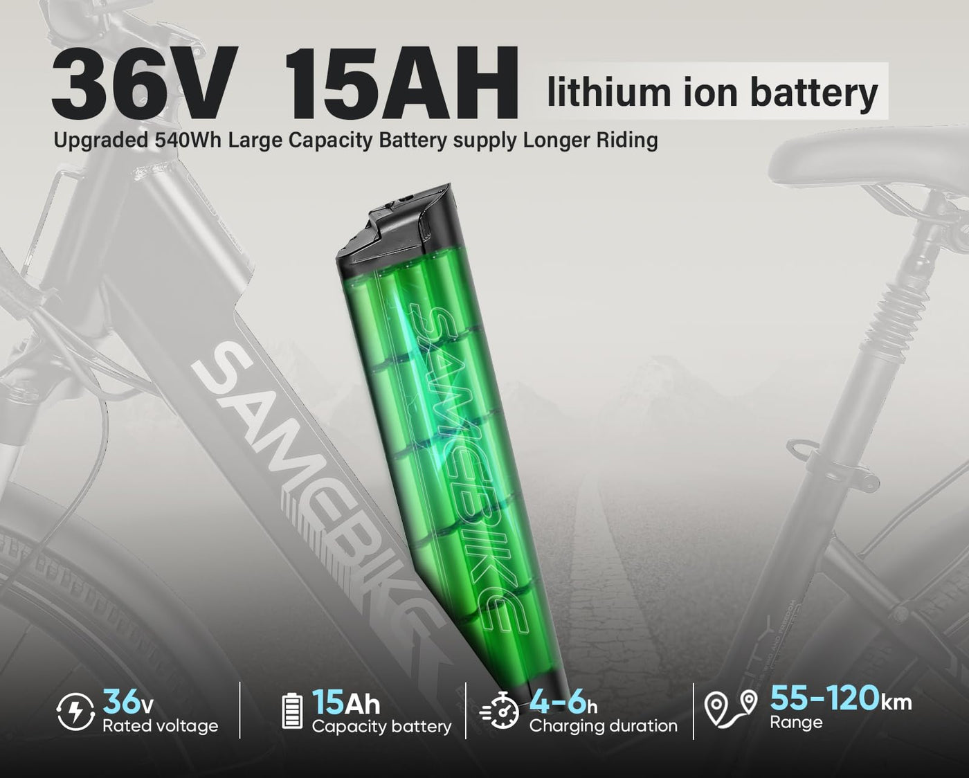 SAMEBIKE Neue Modelle Elektrofahrrad für Männer und Frauen, 26 x 2.1 Zoll Fat Tyre, 36 V 15 Ah Elektrofahrrad, 7 Gangschaltung (blau)