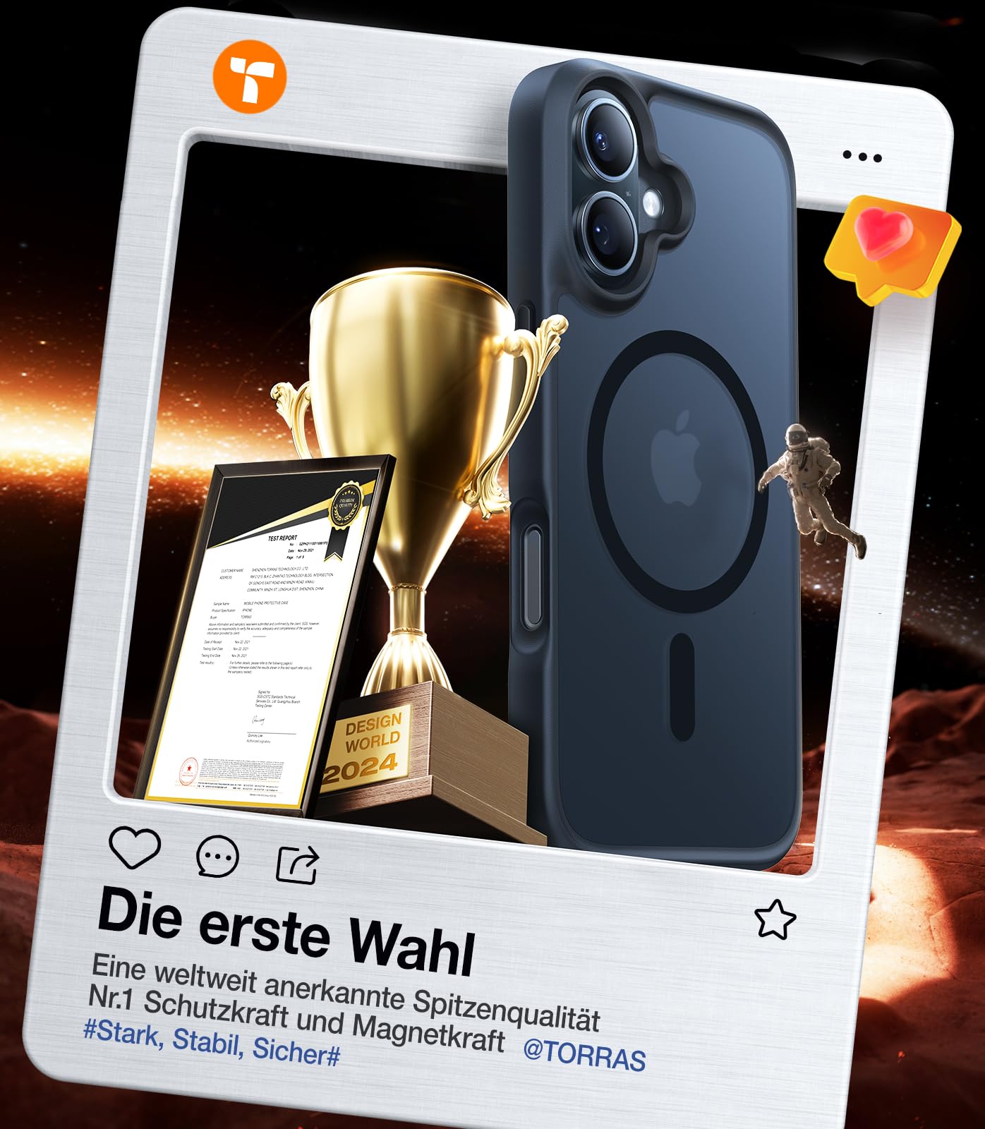TORRAS Guardian-Mag für iPhone 16 Hülle für MagSafe (TOP Militärschutz & Magnetkraft) Matt Durchscheinende Rückseite Hülle für iPhone 16 Case Dünn Schwarz