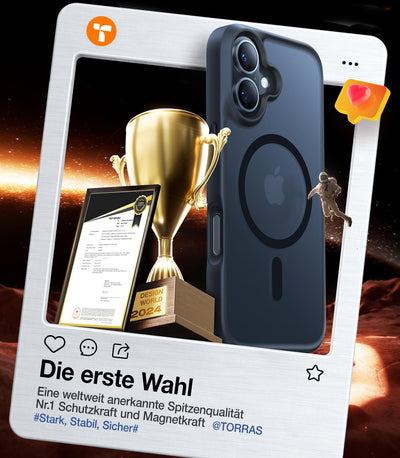 TORRAS Guardian-Mag für iPhone 16 Hülle für MagSafe (TOP Militärschutz & Magnetkraft) Matt Durchscheinende Rückseite Hülle für iPhone 16 Case Dünn Schwarz