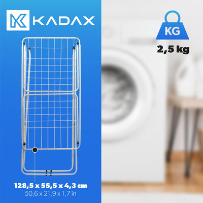 KADAX Wäscheflügeltrockner, Wäscheständer mit Flügeln, Trockenlänge 18m/23m, Luftstromwäscheständer aus pulverbeschichteten Stahl, klappbarer Trockner (Weiß/2-Flügel)