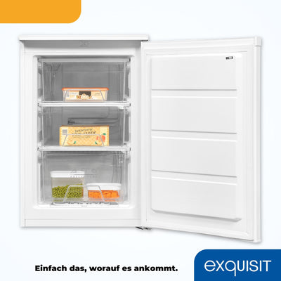 Exquisit Gefrierschrank, 4-Sterne-Gefrieren, Gefrierschrank klein, 86 Liter, Tiefkühlschrank, 55cm breit, kompakt, GS80-030E weiss
