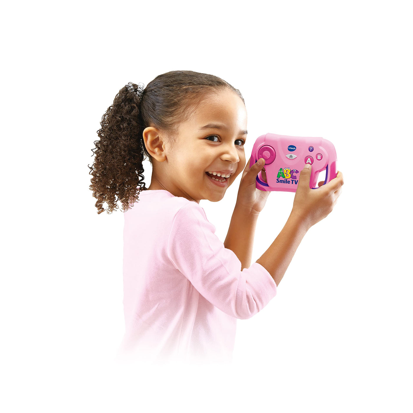 Vtech ABC Smile TV pink – Kabellose Lernkonsole mit HDMI-Stick für den Fernseher mit 15 Spiel-Level für stundenlangen Lernspaß – Für 3-7 Jahre - Deutsch