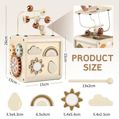Vanplay Motorikwürfel Montessori Spielzeug Baby Motorikspielzeug ab 2 Jahr Activity Center Holzspielzeug Baby Aktivitätswürfel Xylophon Spielzeug 2 3 4 Jahre