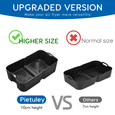 Höheres Ninja Heißluftfritteuse Zubehör für Ninja Foodi Flexdrawer 10,4 L AF500DE, COSORI Heißluftfritteuse Zubehör 10L Silikonform, Airfryer Zubehör für Ninja AF500EU AF500EUCP (3 Stück, Schwarz)