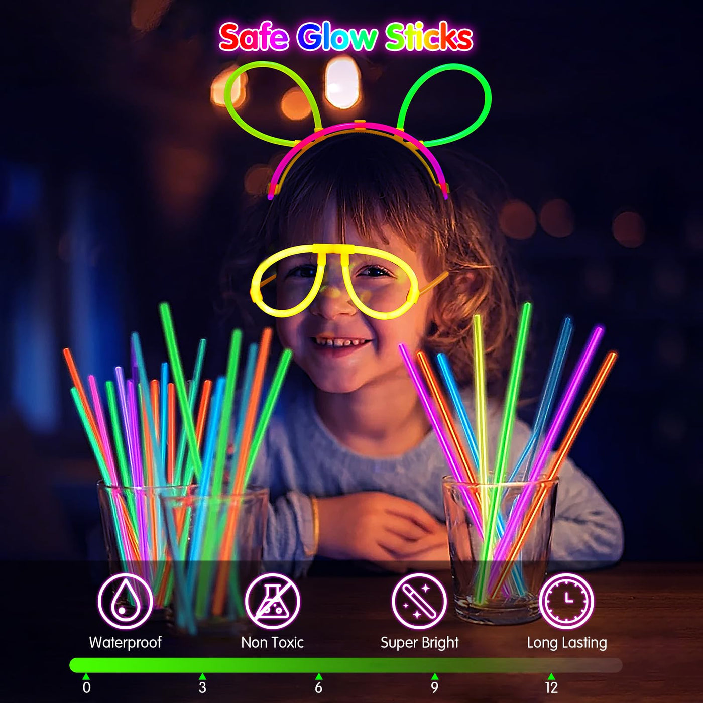 MOSSNDAR Knicklichter Party Set,Leuchtstäbe Kinder,229 Stück Knicklichter und Zubehör,Neon Party Deko,Festival Zubehör,Geeignet für Weihnachtsdeko,Silvester Party Deko 2026,Silvester Feuerwerk