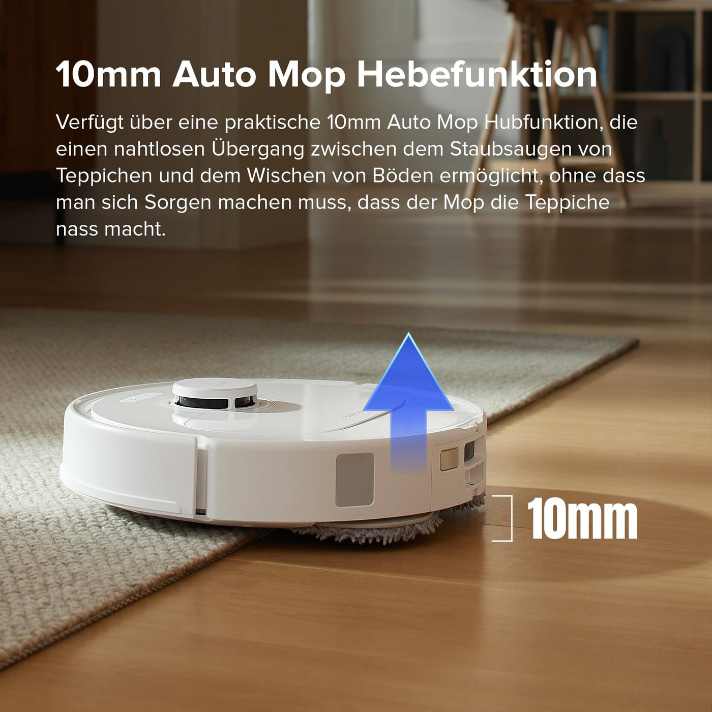 roborock Qrevo S Saugroboter mit Wischfunktion, 7000 Pa HyperForce® Reinigungsleistung, 45 dB(A) leises Trocknen, PreciSense® LiDAR Navigation, zusätzlich 2 Wischmops, Roboterstaubsauger-Set(Weiß)