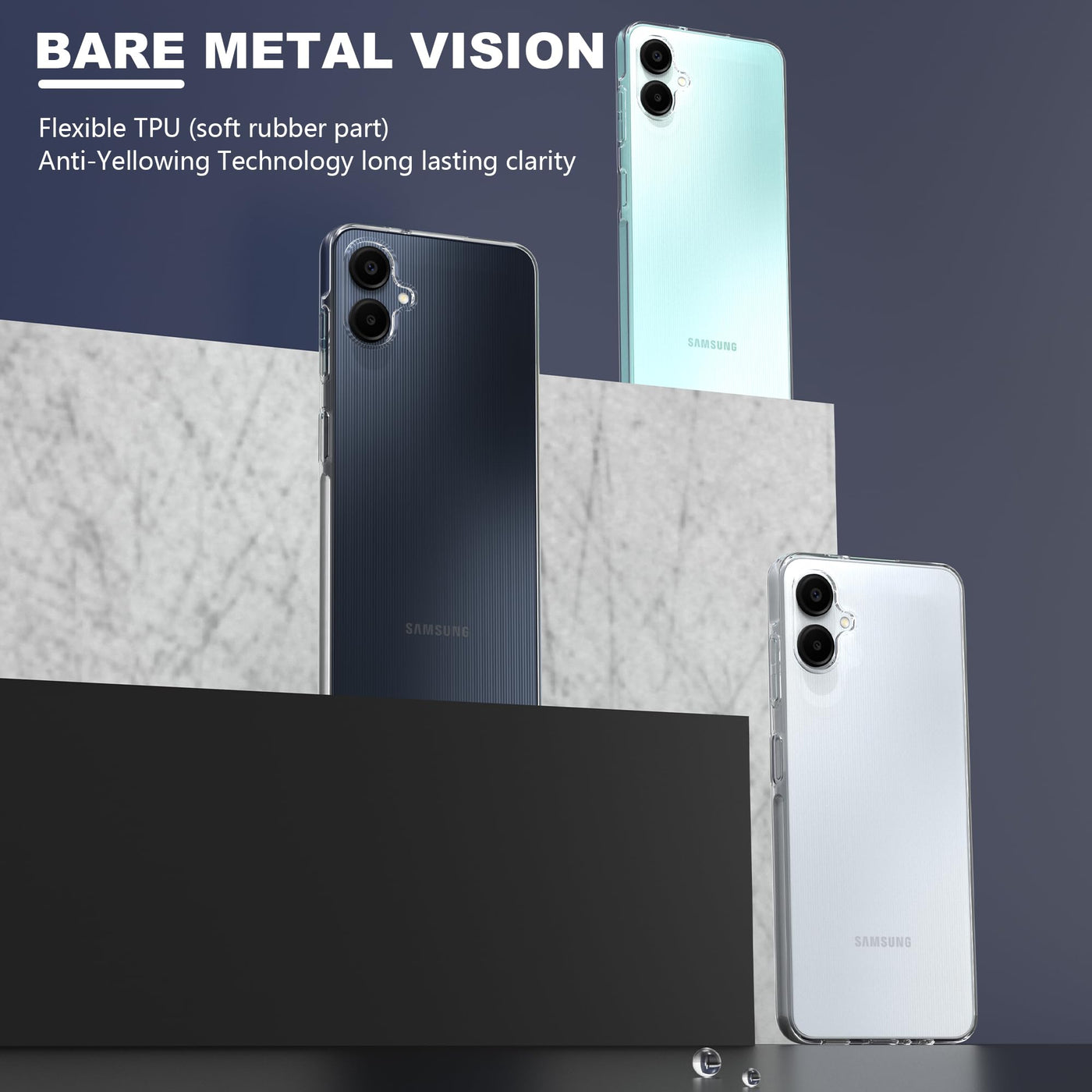 THIYUFUNS Hülle für Samsung Galaxy A06 4G Schutzhülle mit 2 Stück Schutzfolie, Dünne Weiche TPU Silikon Transparent Stoßfest Kratzfest Handyhülle Case Cover für Samsung Galaxy A06 4G (6.7") - 02