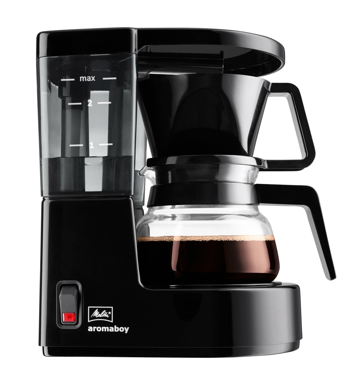 Melitta Aromaboy - kleine Filterkaffeemaschine - mit Glaskanne - 2 Tassen - Schwarz (1015-02)