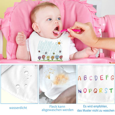 Faburo 12 Stück Baby Lätzchen zum Bemalen, 20 * 24cm Baby Lätzchen aus Baumwolle Doppelseitig mit 14pcs Farbigem Textilstift 5pcs Malen Schablonen für Babyshower Party