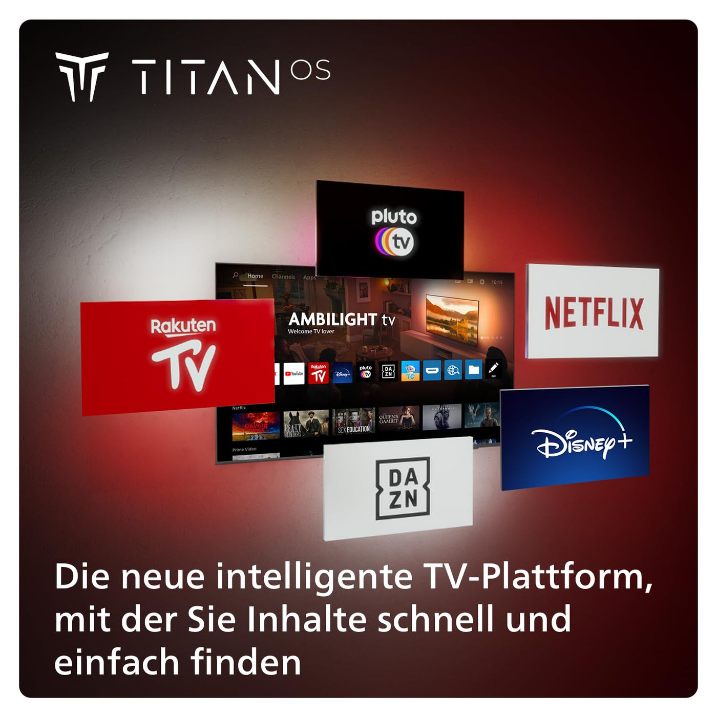 Philips Ambilight 43PUS8109 4K LED Smart TV - 43-Zoll Display mit Pixel-präziser Ultra HD, Titan OS Plattform und Dolby Atmos, Funktioniert mit Alexa und Google Sprachassistent - Satiniertes Chrom