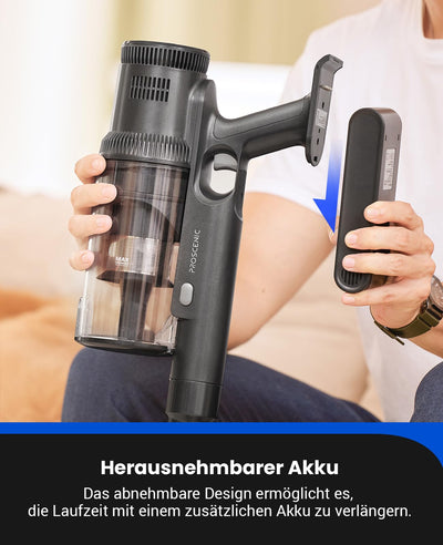 Proscenic P11 Mopping Akku Staubsauger kabellos mit Wischfunktion, 35KPA/500W/50Min Staubsauger und Mop 2 in 1, Akkusauger Kabellos Anti-Tangle für Teppich/Vorhang/Haustierhaarn