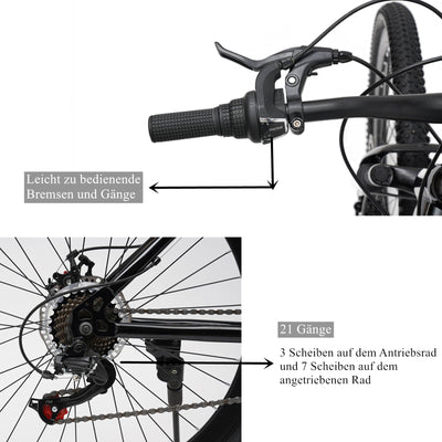 Chynalys Mountainbike 26 Zoll Premium Mountainbike 21 Gang Schaltung, Doppelscheibenbremse Fahrrad Herren Bike für alle Arten von Straßen, MTB Fahrrad für Mädchen Jungen Herren und Damen.