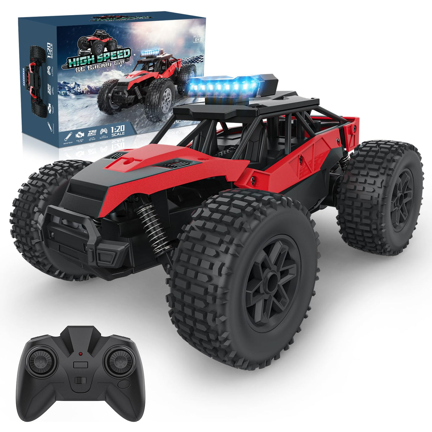 FUIOCOCP Ferngesteuertes Auto Monster Truck, RC Offroad All Terrain Geburtstag Geschenk Kinder Junge 6 7 8 9 10 11 12 Jahre Geländewagen Rennauto mit 2,4 GHz Fernbedienung Remote Car Spielzeug