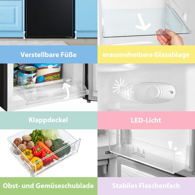 Comfee RCB169DK2(E) Kühl-/Gefrierkombination/150 cm Höhe/Low Frost/Einstellbare Kühlschranktemperatur/LED-Licht/195 kWh/Jahr/115L Kühlteil/59L Gefrierteil/Schwarz