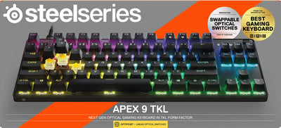 SteelSeries Apex 9 TKL - Mechanische Gaming-Tastatur - Optische Switches - 2-Punkt-Betätigung - Esports-Formfaktor ohne Tenkey - Hotswap- fähige Switches - Deutsches (QWERTZ) Layout