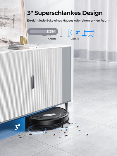 Laresar Clean Saugroboter mit Wischfunktion, 4500Pa Saugroboter, 3 in 1 Staubsauger Roboter funktioniert mit Alexa, 180 Minuten Laufzeit, Ideal für Tierhaare, Teppich, Hartboden