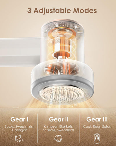 HOMEASY Fusselrasierer Elektrisch Tragbar Fusselentferner Aufladbar Fusselfräse LCD Anzeige mit 6 Klingen Kopf 3 Geschwindigkeiten 2 Ersatzklingen Reinigungsbürste Weiß