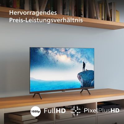Philips 40PFS6009 FHD LED Smart TV - 40-Zoll Display mit Pixel-präziser, HD Titan OS Plattform und Dolby Digital - Funktioniert mit Alexa und Google Sprachassistent – Matt Schwarzer