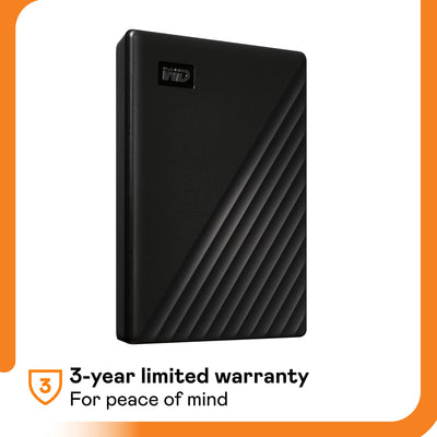 WD My Passport externe Festplatte 4 TB (mobiler Speicher, schlankes Design, herunterladbare Software, automatische Backups, Passwortschutz) Schwarz - auch kompatibel mit PC, Xbox und PS4