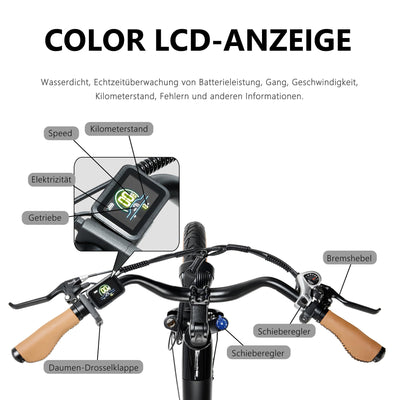 CEAYA Elektrofahrrad Aluminium 26 Zoll E Bike Herren Damen Pedelec 25km/h Fat Tire Ebike mit 48V20AH Akku,Gabelfederung,7-Gang Schaltung,Scheibenbremse,Reichweite bis 45-80KM