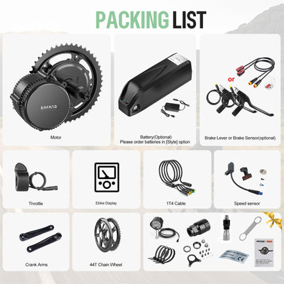 BAFANG 48V 750W Mittelmotor BBS02B Mid Motor CAN Protokoll Elektrofahrrad Umrüstsatz mit 52V20Ah Unterrohr-Akku,EKD01 Display und 44T Kettenblatt E-Bike Umrüstsatz für BB68-73mm