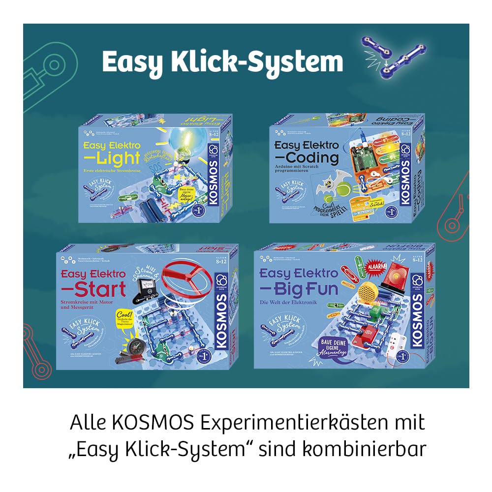 KOSMOS 620608 Easy Elektro - Big Fun, spannende Experimente zu Stromkreisen mit Reihen- und Parallelschaltungen, Radio Bauen, Sound-Anlage, Alarm-Anlage, Experimentierkasten für Kinder , Mittel