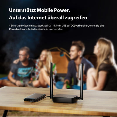 Tenda 4G03 Pro 4G LTE Router, WLAN Router für Nano-SIM-Karten (N300 CAT4, 150 Mbit/s im Download, 300 Mbit/s 2,4GHz) 2*4dBi Antennen, Plug & Play, Fast-Ethernet-Port, App, Router Modus, LED, Schwarz