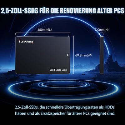 fanxiang SATA SSD 512GB 2,5 Zoll Interne SSD 550 MB/s Lesen, 500 MB/s Schreiben, Festplatte für schnelle Datenübertragung S101Q