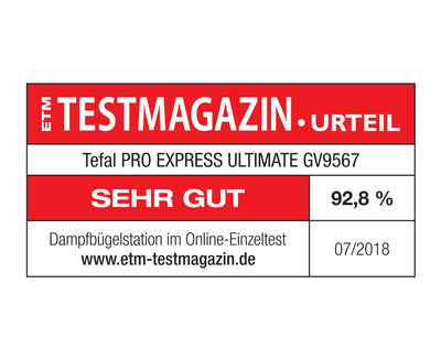 Tefal Dampfbügelstation Pro Express Ultimate GV9567 | 7,7 Bar | 155 g/Min. Kontinuierlicher Dampf | 500 g/Min. Extra-Dampfstoß | 2600 Watt | 42.3 x 25 x 28.9 cm | Farbe Weiß