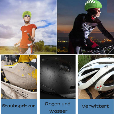 ARROMI 2 Stück Fahrradhelm Regenschutz, Rucksack Regenschutz, atmungsaktiver und wasserfester Helmüberzug, für Wandern, Camping, Radfahren, Step by Step Regenschutz(Fluoreszierendes Grün)