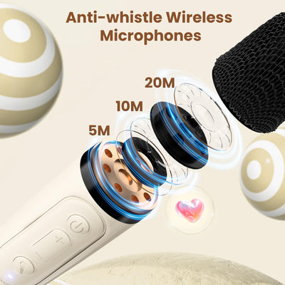 JYX Karaoke Maschine für Kinder mit 2 Karaoke Mikrofon, Mini Karaoke Anlage, Bluetooth Karaoke Lautsprecher Geschenk für Brithday, Kids Karaoke Set Box - Geschenke für Kinder 3-12 Jahre