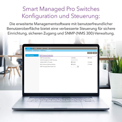 NETGEAR GS110TP 10 Port Gigabit Ethernet LAN PoE Switch Smart (Managed mit 8x PoE+ 55W, 2x 1G-SFP, lokales Management oder Remote per Insight Cloud, lüfterlos, ProSAFE Lifetime-Garantie)