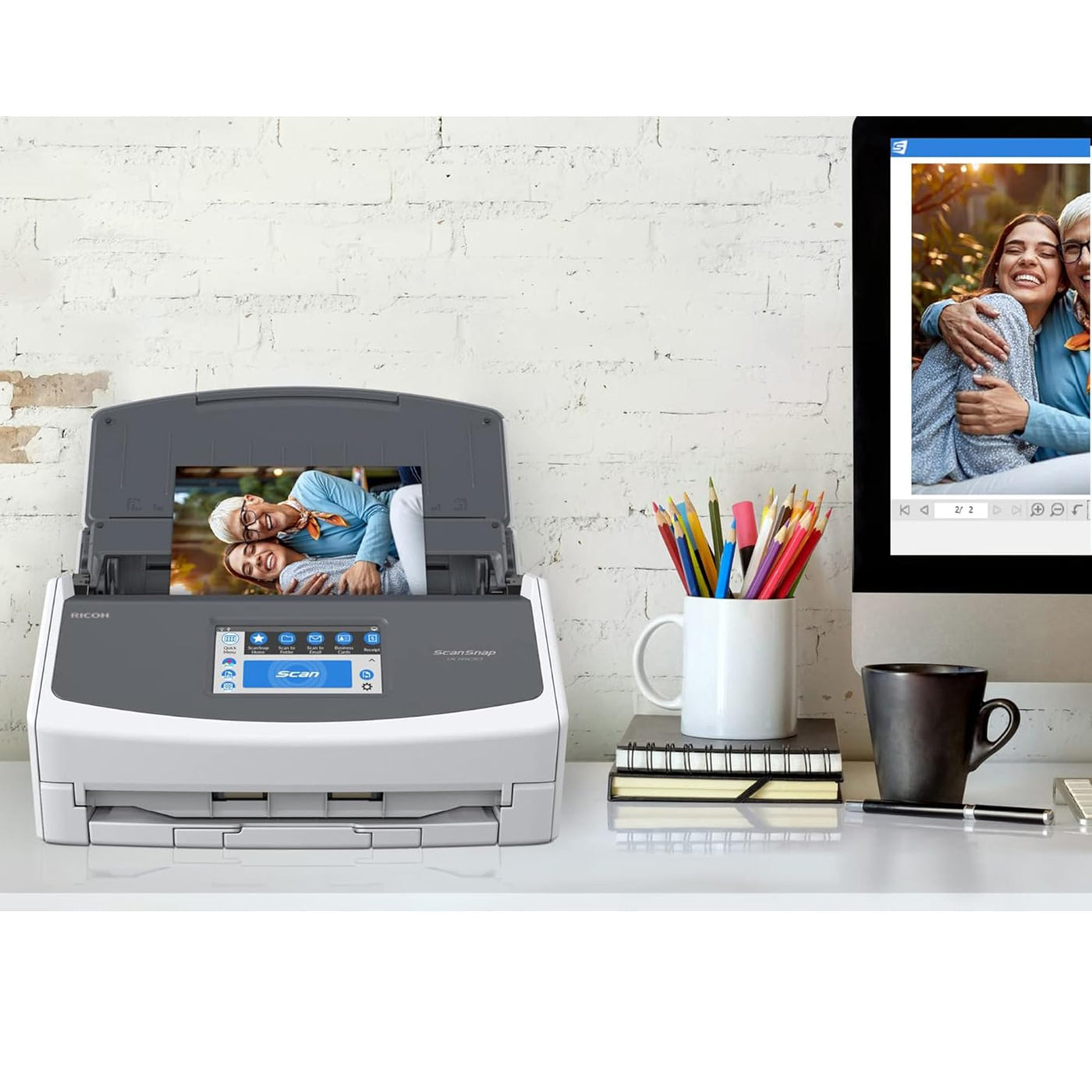 iX1600 ScanSnap Scanner (White) - A4, A5, A6, B5, B6, Visitenkarte, Postkarte, Letter, Legal und Benutzerdefiniert, Duplex, Wi-Fi, USB3.2, (40 Seiten/80 Bilder/Min) mit ADF, White, ADF, 40 ppm