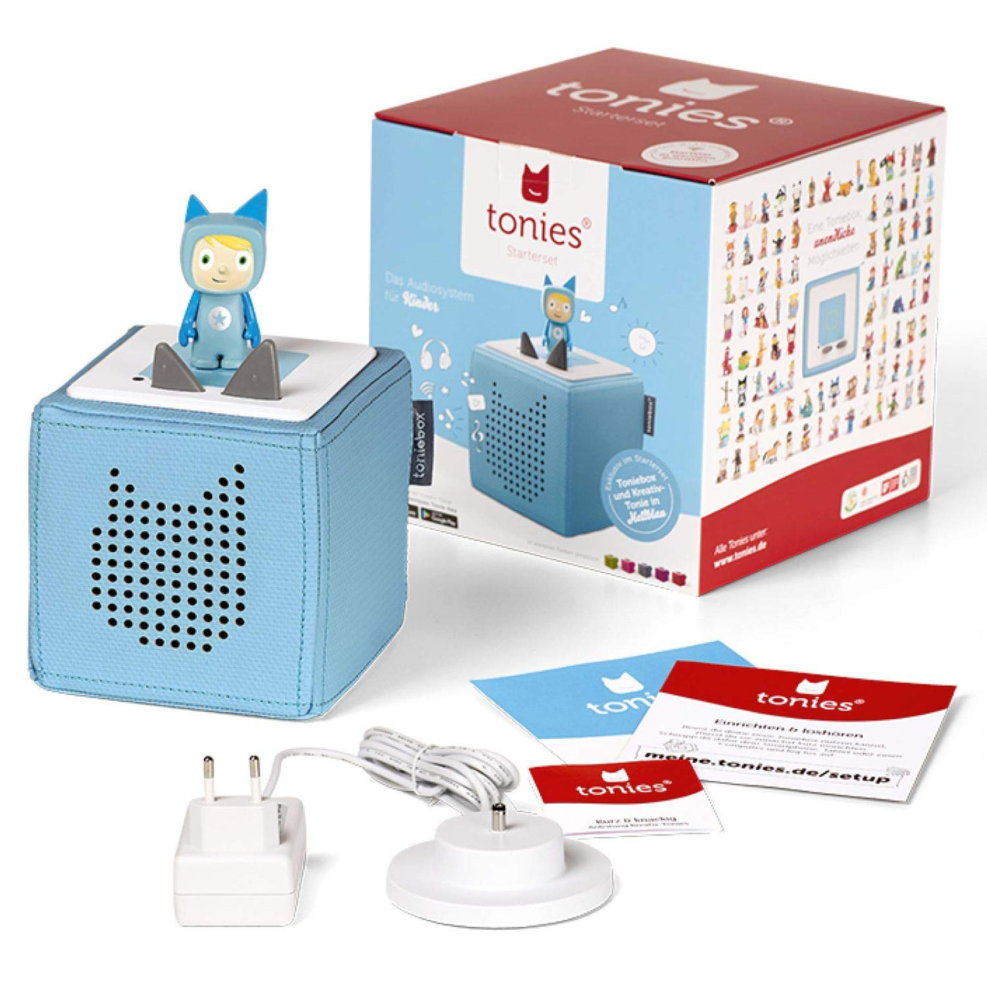 Toniebox Extrapack – Toniebox Starterset Blau mit Kreativtonie + 4 x Paw Patrol Hörfiguren, Audioplayer für Hörbücher und Lieder, kabellose Musikbox mit Paw Patrol Hörspiel
